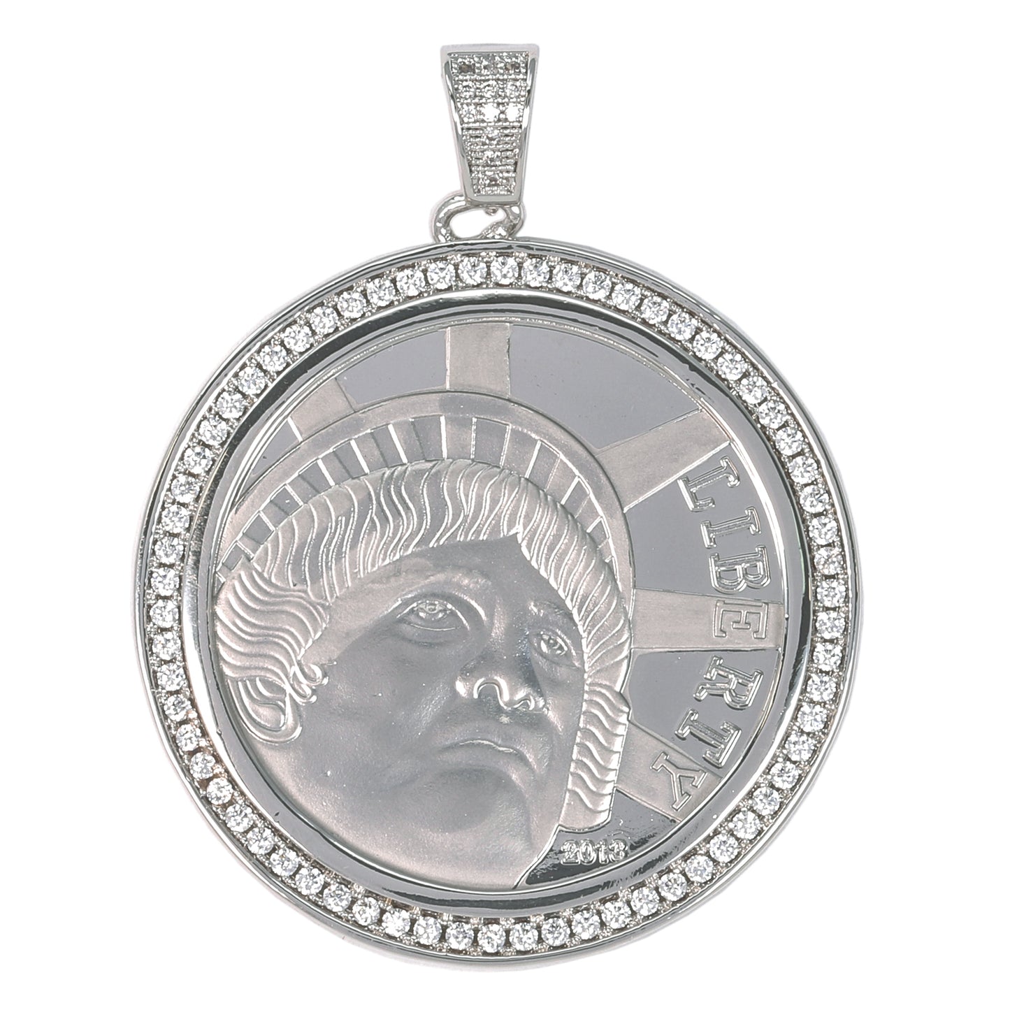 Large Coin Cubic Zirconia Pendant - BCH-1096*