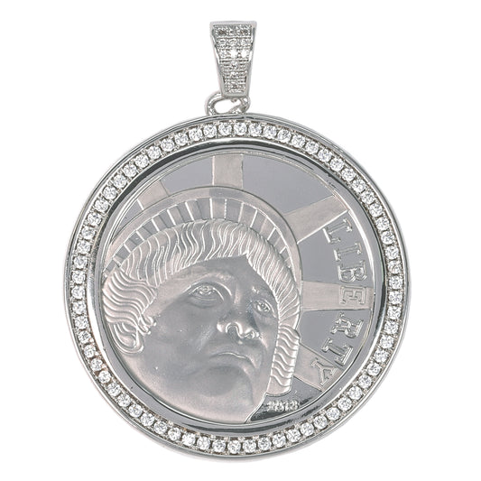 Large Coin Cubic Zirconia Pendant - BCH-1096*