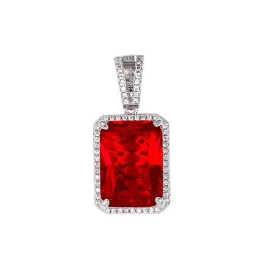 Mini Ruby Red Iced Mini Cubic Zirconia Pendant - BCH-1101*