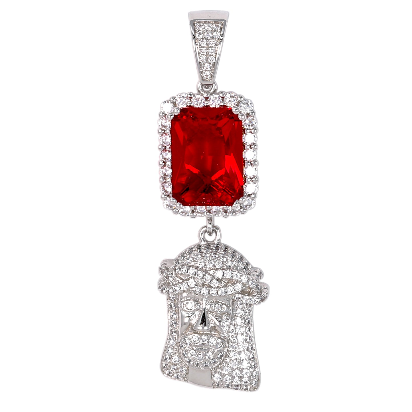 Mini Color Stone Red Rosary Cubic Zirconia Pendant - BCH-1109*