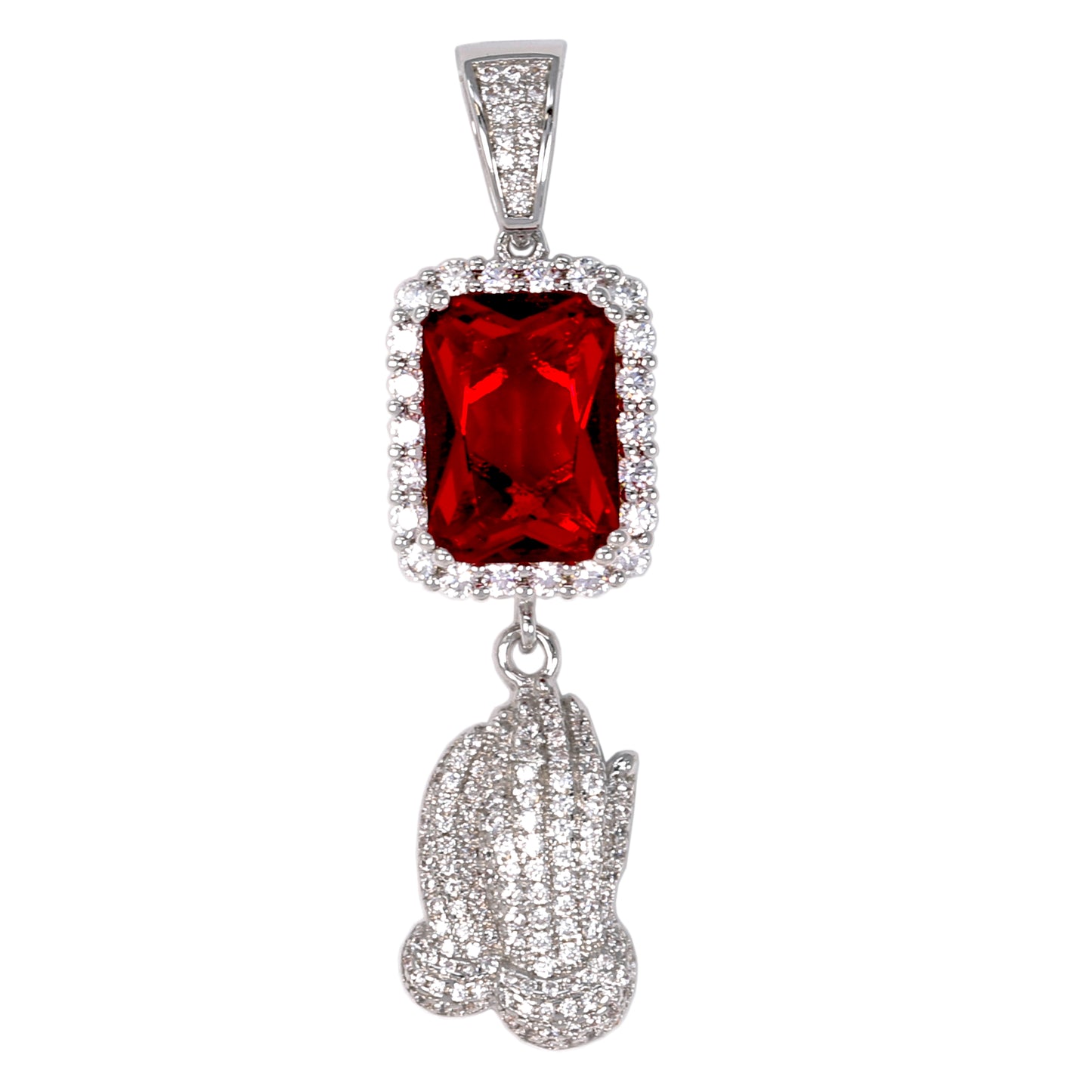 Mini Color Stone Red Rosary Cubic Zirconia Pendant - BCH-1110*