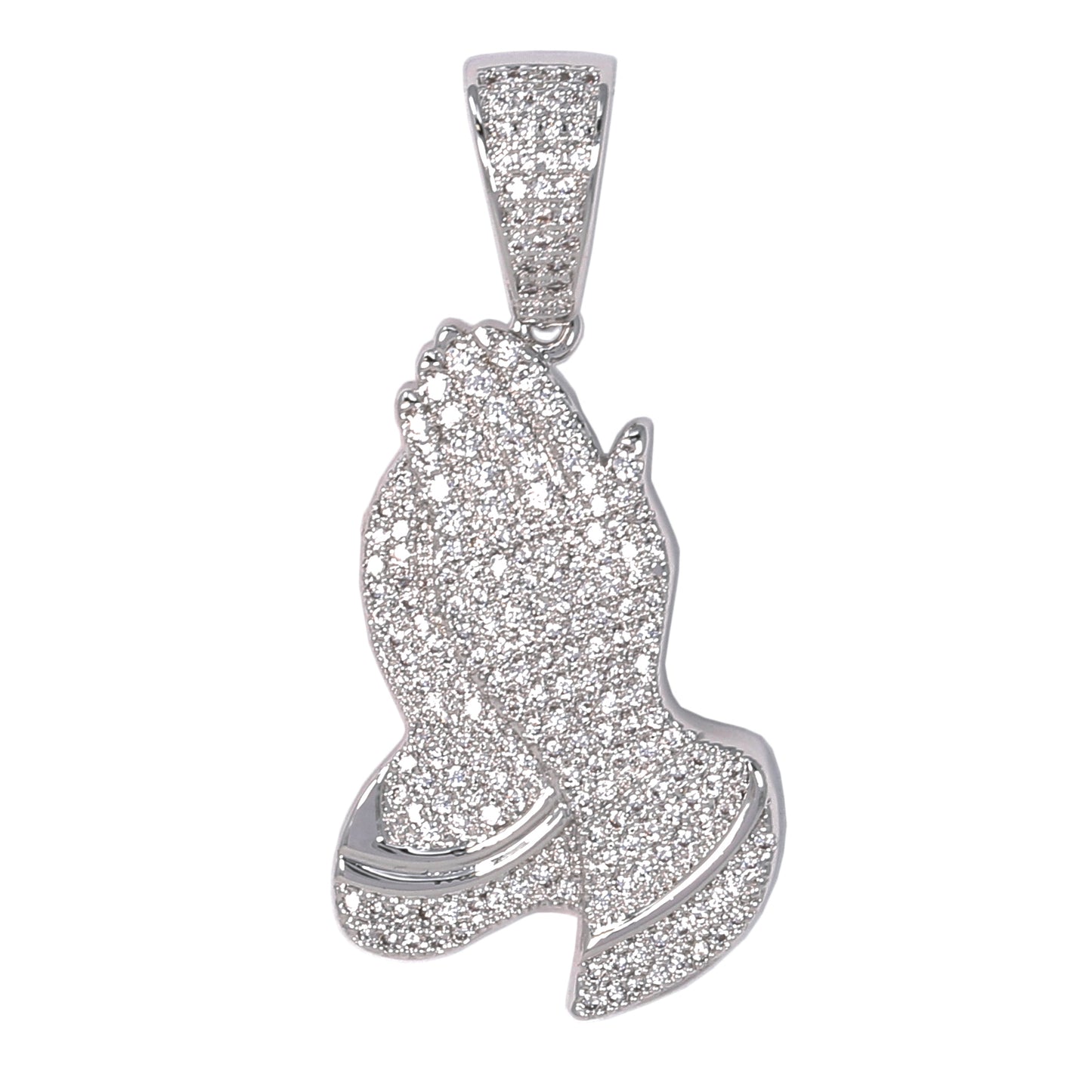 Medium Praying Hands Cubic Zirconia Pendant - BCH-1154*