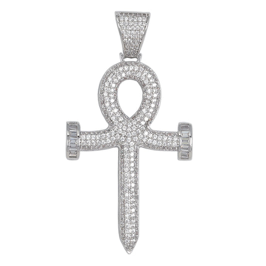 Medium Ankh Cross Cubic Zirconia Pendant - BCH-1201*