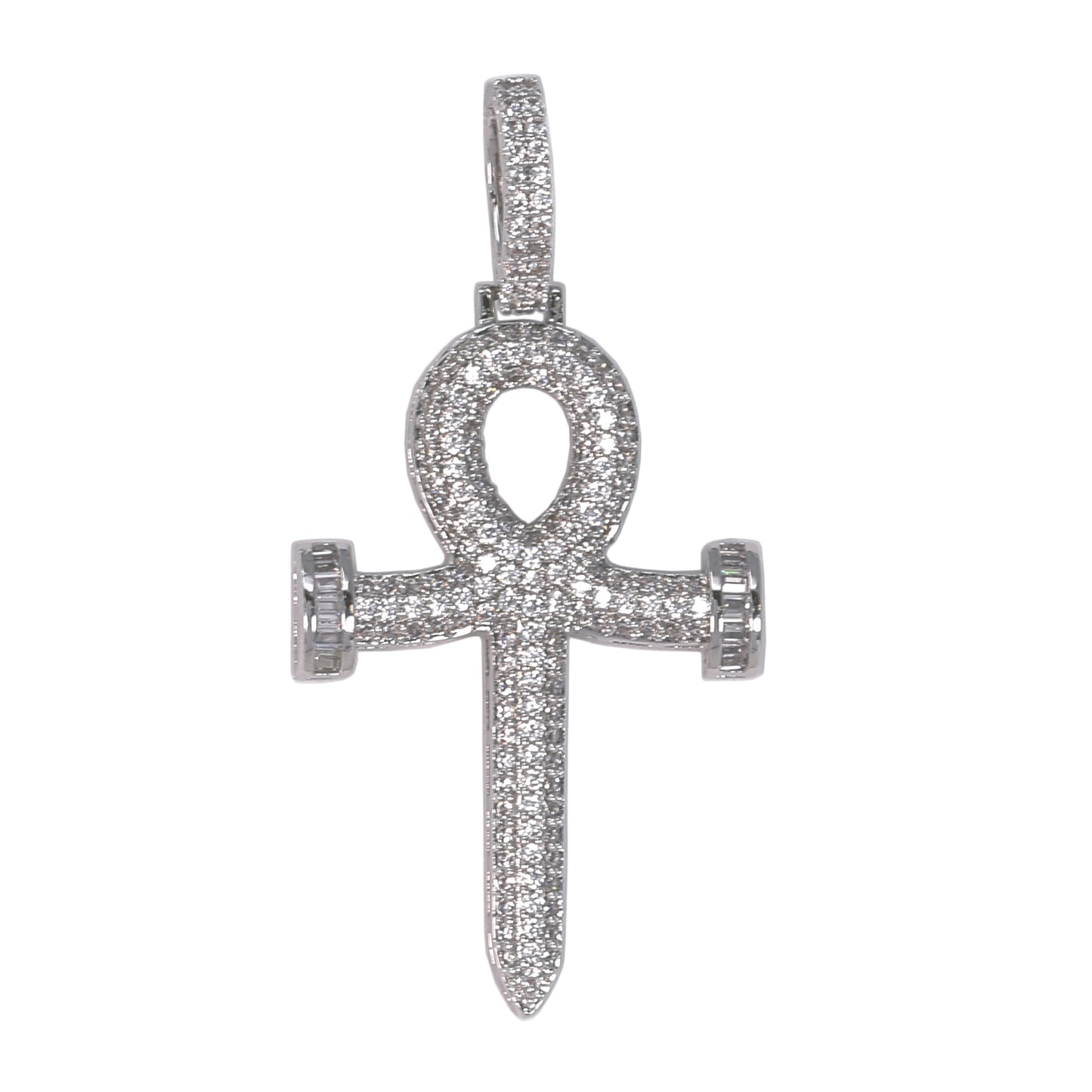 Medium Ankh Cross Cubic Zirconia Pendant - BCH-1202*