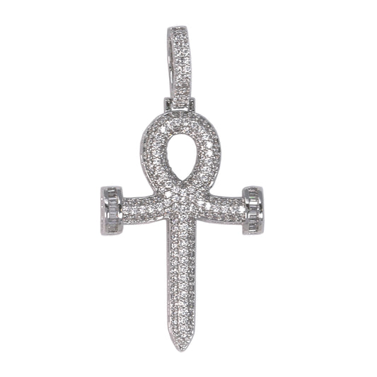 Medium Ankh Cross Cubic Zirconia Pendant - BCH-1202*