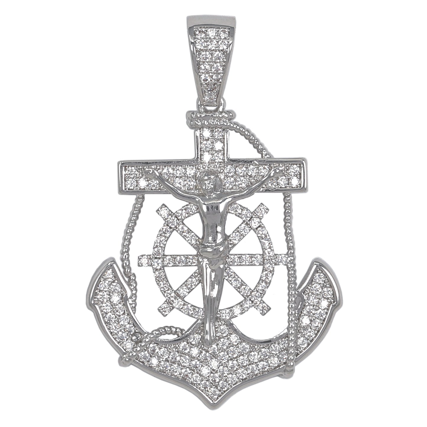 Medium Mariners Cross Cubic Zirconia Pendant - BCH-1234*