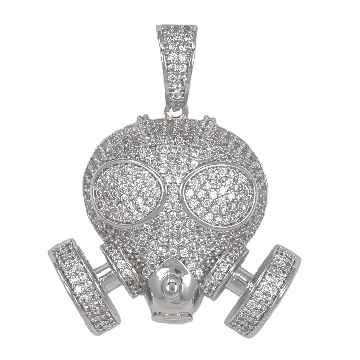 Medium Gas Mask Cubic Zirconia Pendant - BCH-1252*