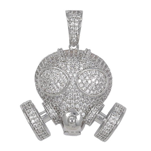 Medium Gas Mask Cubic Zirconia Pendant - BCH-1252*
