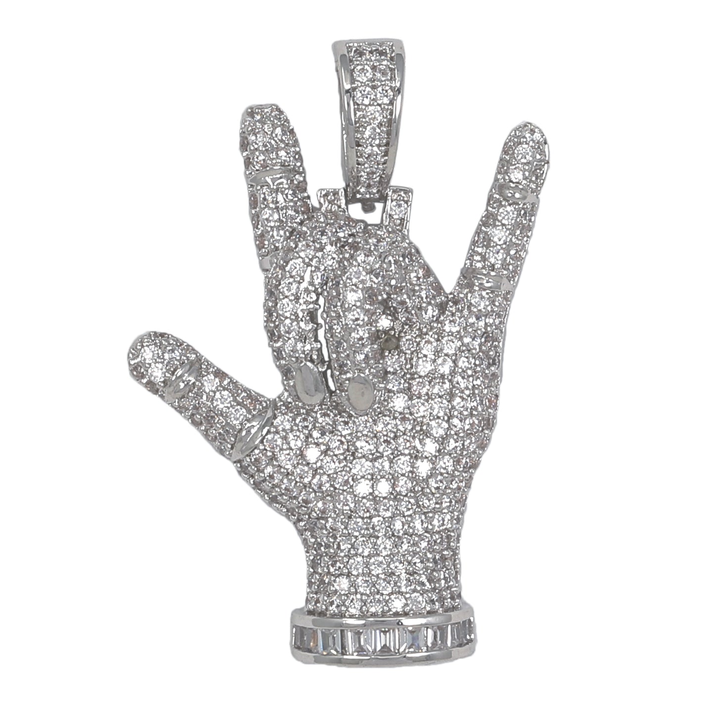 Medium Hand Emoji Cubic Zirconia Pendant - BCH-1255*