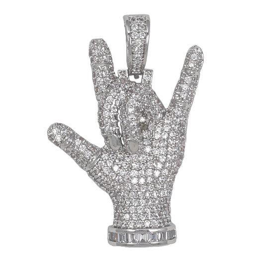 Medium Hand Emoji Cubic Zirconia Pendant - BCH-1255*