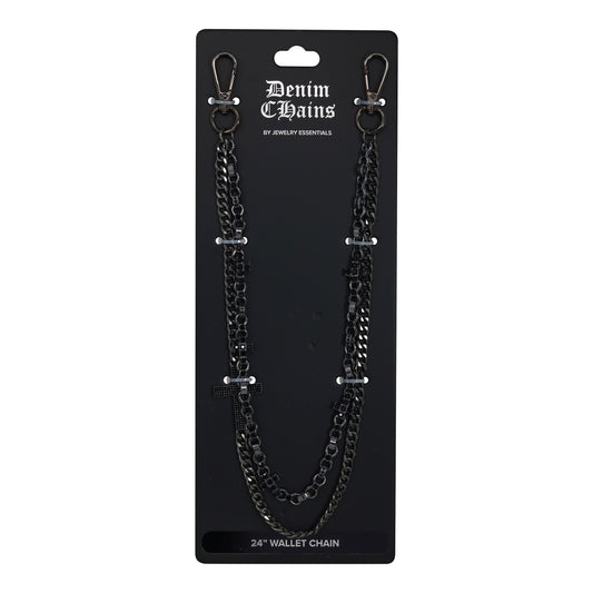 12mm Cuban with 7 Cross 22" -BKC-153