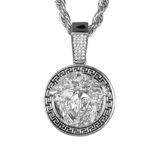 Iced Medium Pendant with 4mm Rope Chain 24" - HC-1020*
