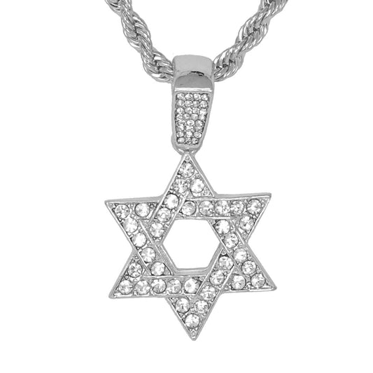 Iced Medium Star Pendant with 4mm Rope Chain 24" - HC-1050*