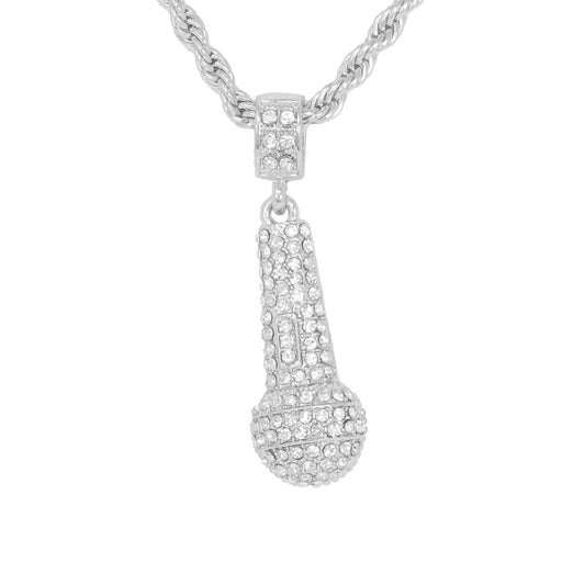 Iced Medium Music Pendant with 4mm Rope Chain 24" - HC-1051