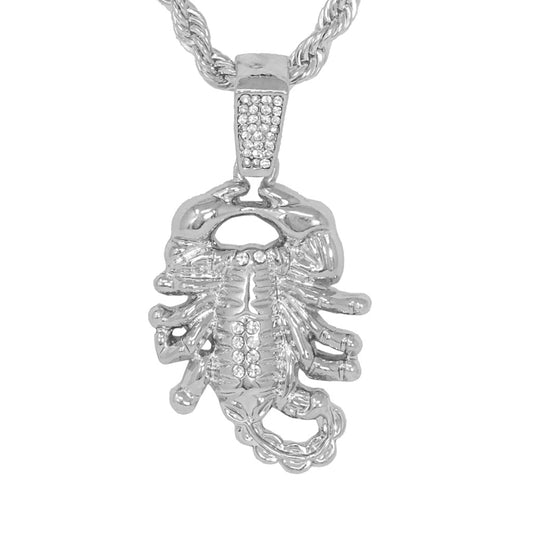 Iced Medium Scorpion Pendant with 4mm Rope Chain 24" - HC-1078*