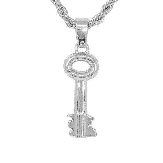 Iced Medium Key Pendant with 4mm Rope Chain 24" - HC-1117*