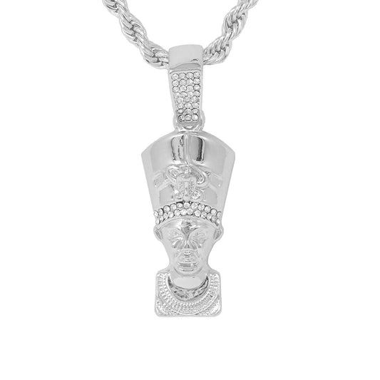 Iced Medium Pharoah Pendant with 4mm Rope Chain 24" - HC-1119*