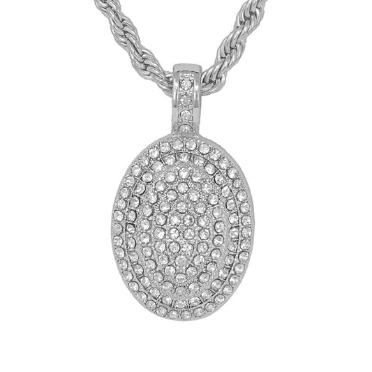 Iced Medium Tag Pendant with 4mm Rope Chain 24" - HC-1133*