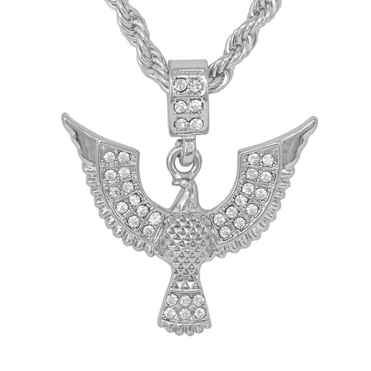 Iced Medium Eagle Pendant with 4mm Rope Chain 24" - HC-1150*