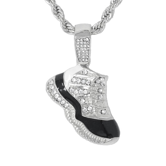 Iced Medium Sneaker Pendant with 4mm Rope Chain 24" - HC-1192*