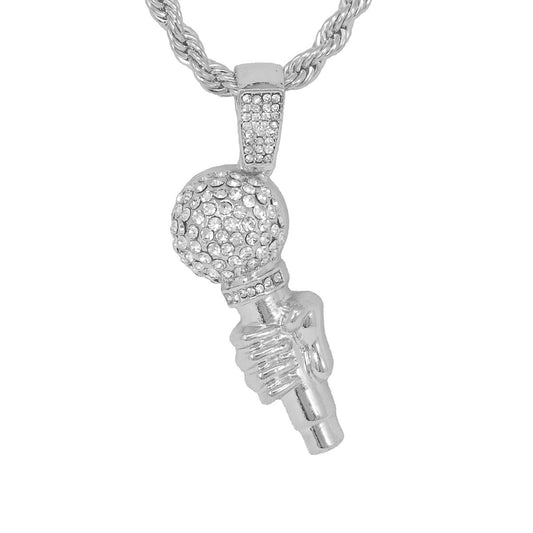 Iced Medium Music Pendant with 4mm Rope Chain 24" - HC-1261*
