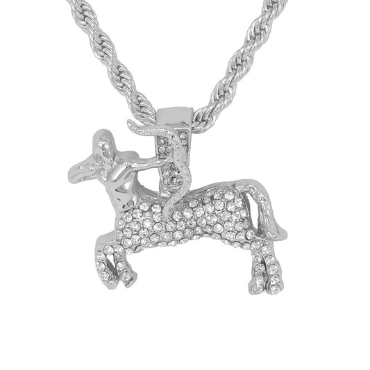 Iced Medium Centaur Pendant with 4mm Rope Chain 24" - HC-1264*