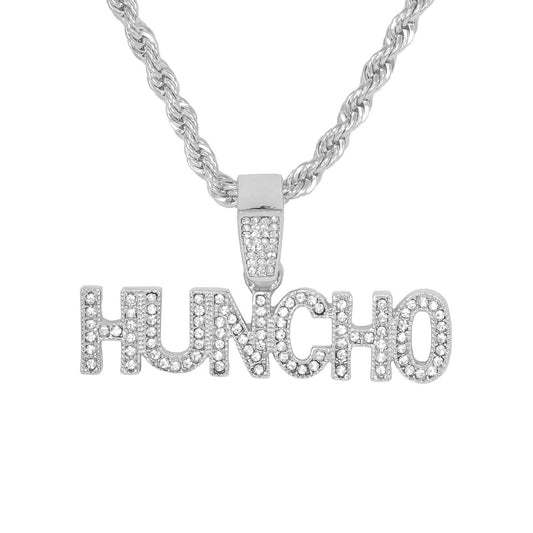 Iced Medium Huncho Pendant with 4mm Rope Chain 24" - HC-1281*
