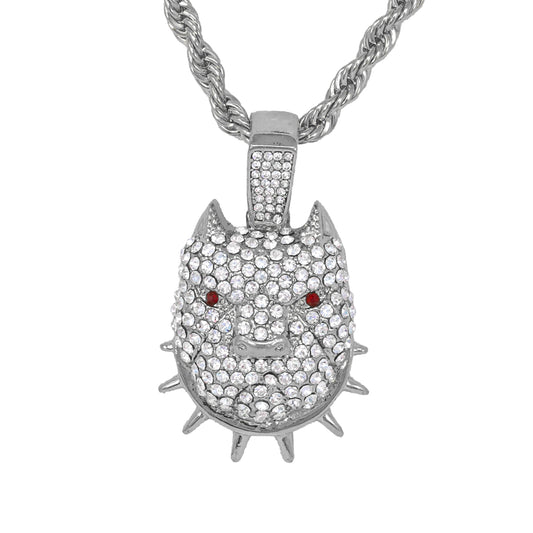 Iced Medium Dog Pendant with 4mm Rope Chain 24" - HC-1317*