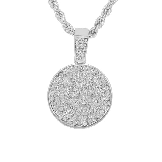 Iced Medium Islamic Pendant with 4mm Rope Chain 24" - HC-1320*