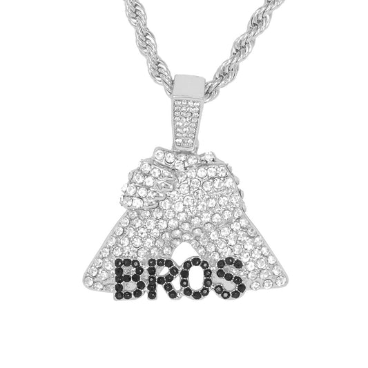 Iced Medium Bros Pendant with 4mm Rope Chain 24" - HC-1363*