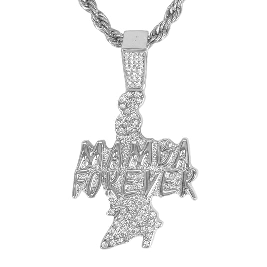 Iced Medium Mamba Pendant with 4mm Rope Chain 24" - HC-1387*