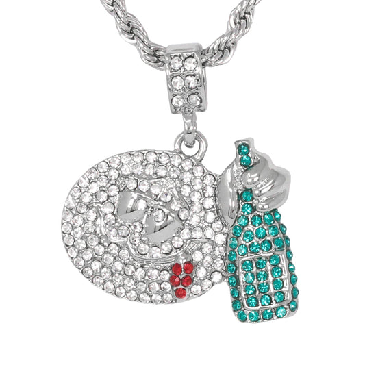 Iced Medium Emoji Pendant with 4mm Rope Chain 24" - HC-1404*