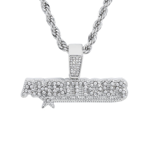 Iced Medium Ambitious Pendant with 4mm Rope Chain 24" - HC-1715*