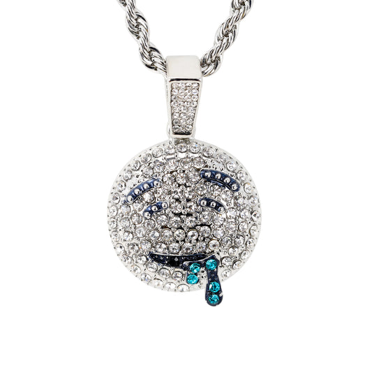 Iced Medium Emoji Pendant with 4mm Rope Chain 24" - HC-1743