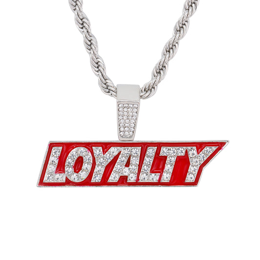 Iced Medium Loyalty Pendant with 4mm Rope Chain 24" - HC-1757