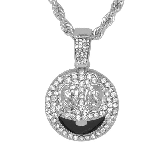Iced Medium Emoji Pendant with 4mm Rope Chain 24" - HC-1913*