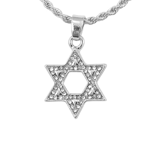 Iced Mini Star Pendant with 3mm Rope Chain 24" - HC-248