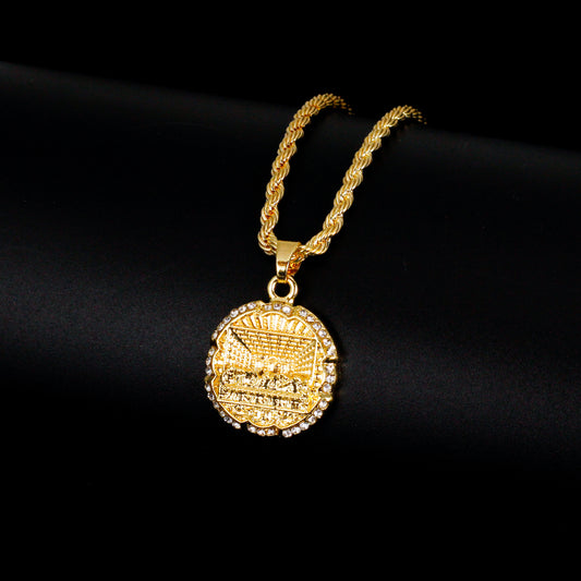 Iced Mini Last Supper Pendant with 3mm Rope Chain 24" - HC-258