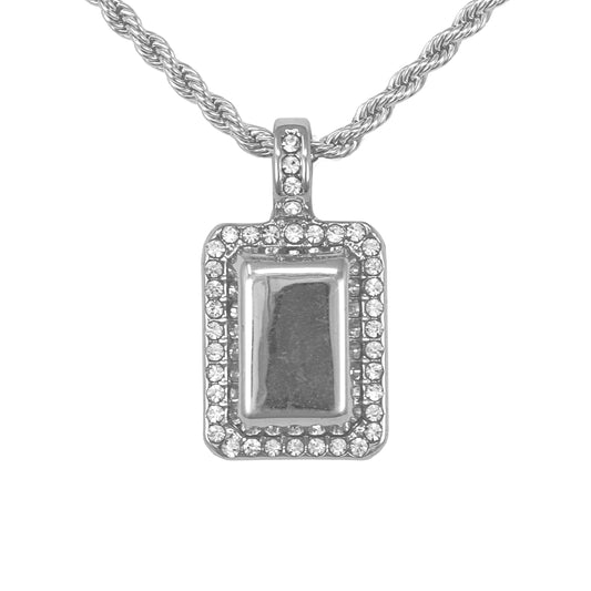 Iced Mini Tag Pendant with 3mm Rope Chain 24" - HC-286**