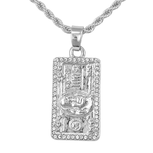 Iced Mini Money Pendant with 3mm Rope Chain 24" - HC-325