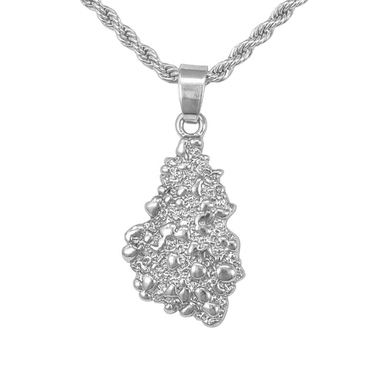 Iced Mini Tag Pendant with 3mm Rope Chain 24" - HC-327**