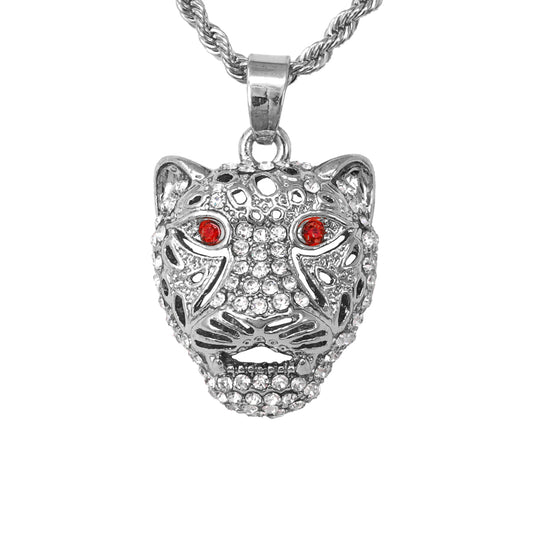 Iced Mini Cheetah Pendant with 3mm Rope Chain 24" - HC-359