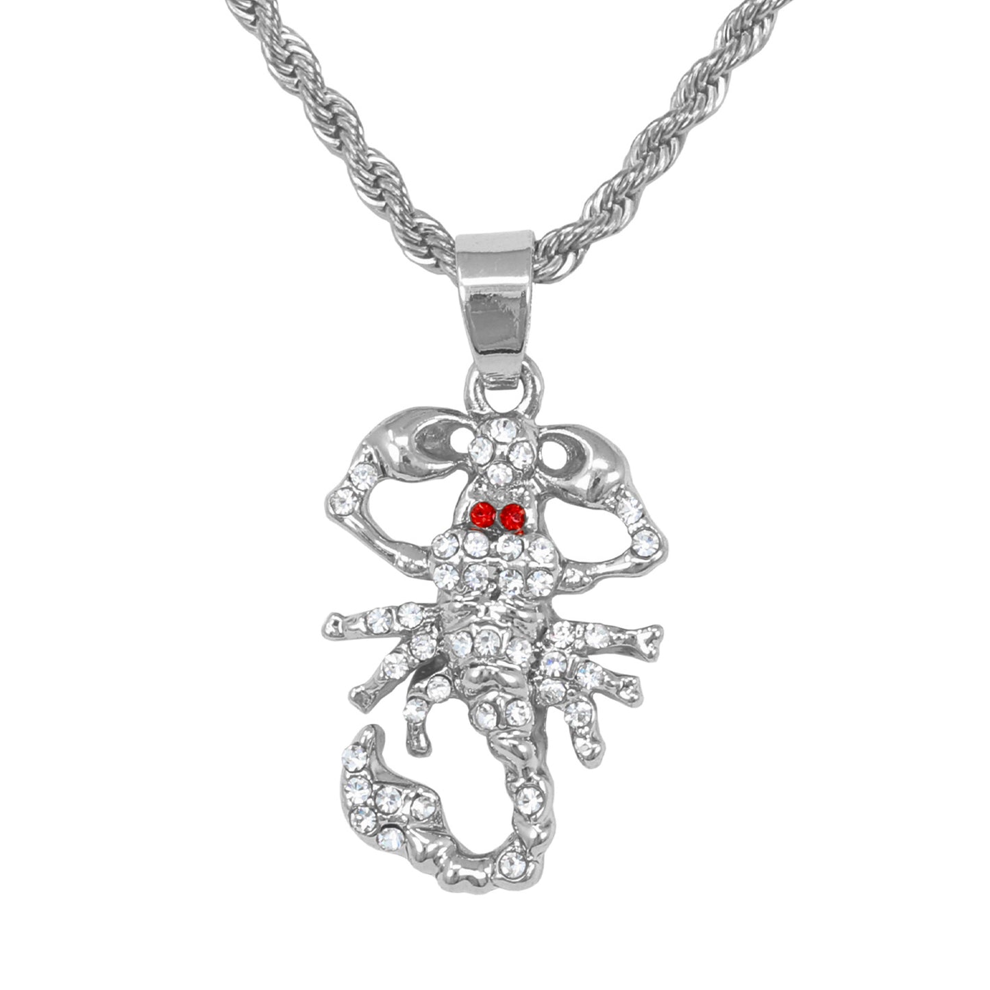 Iced Mini Scorpion Pendant with 3mm Rope Chain 24" - HC-379**