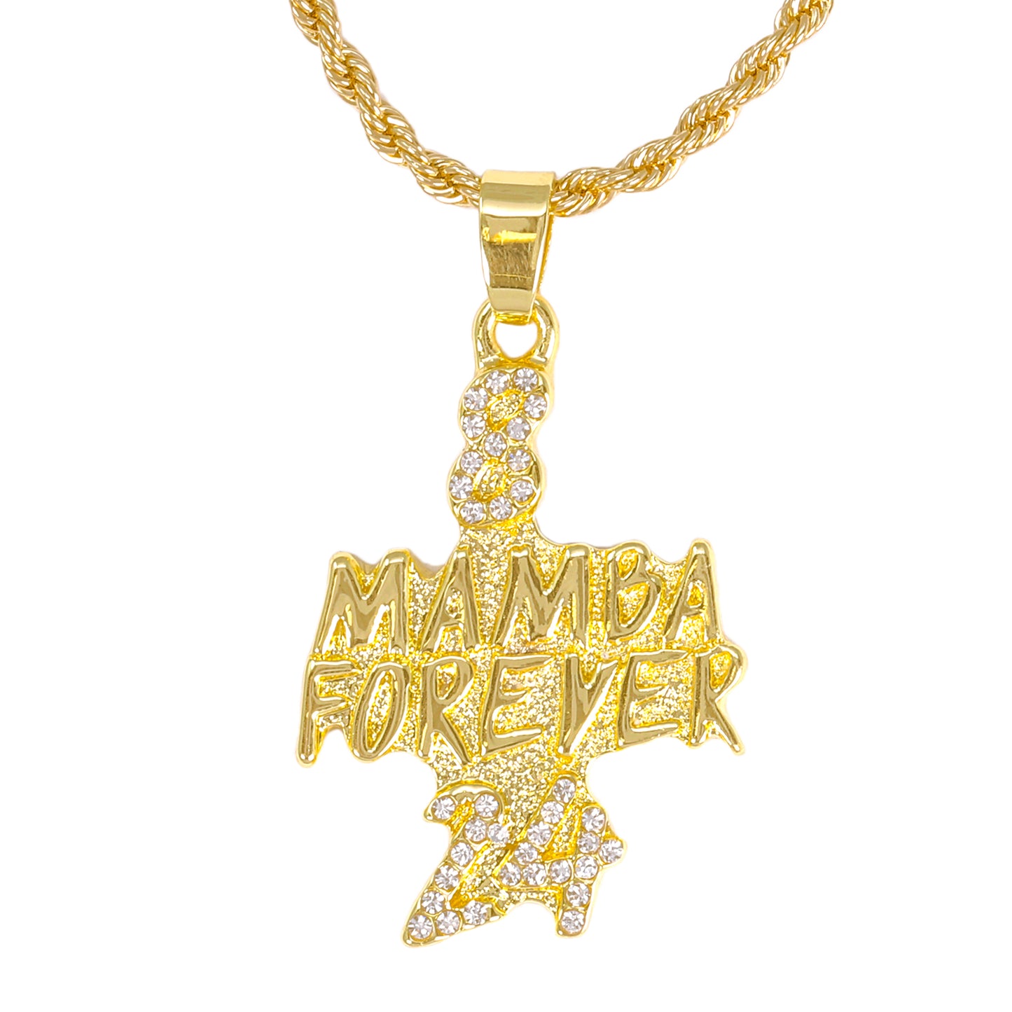Iced Mini Mamba Pendant with 3mm Rope Chain 24" - HC-391**