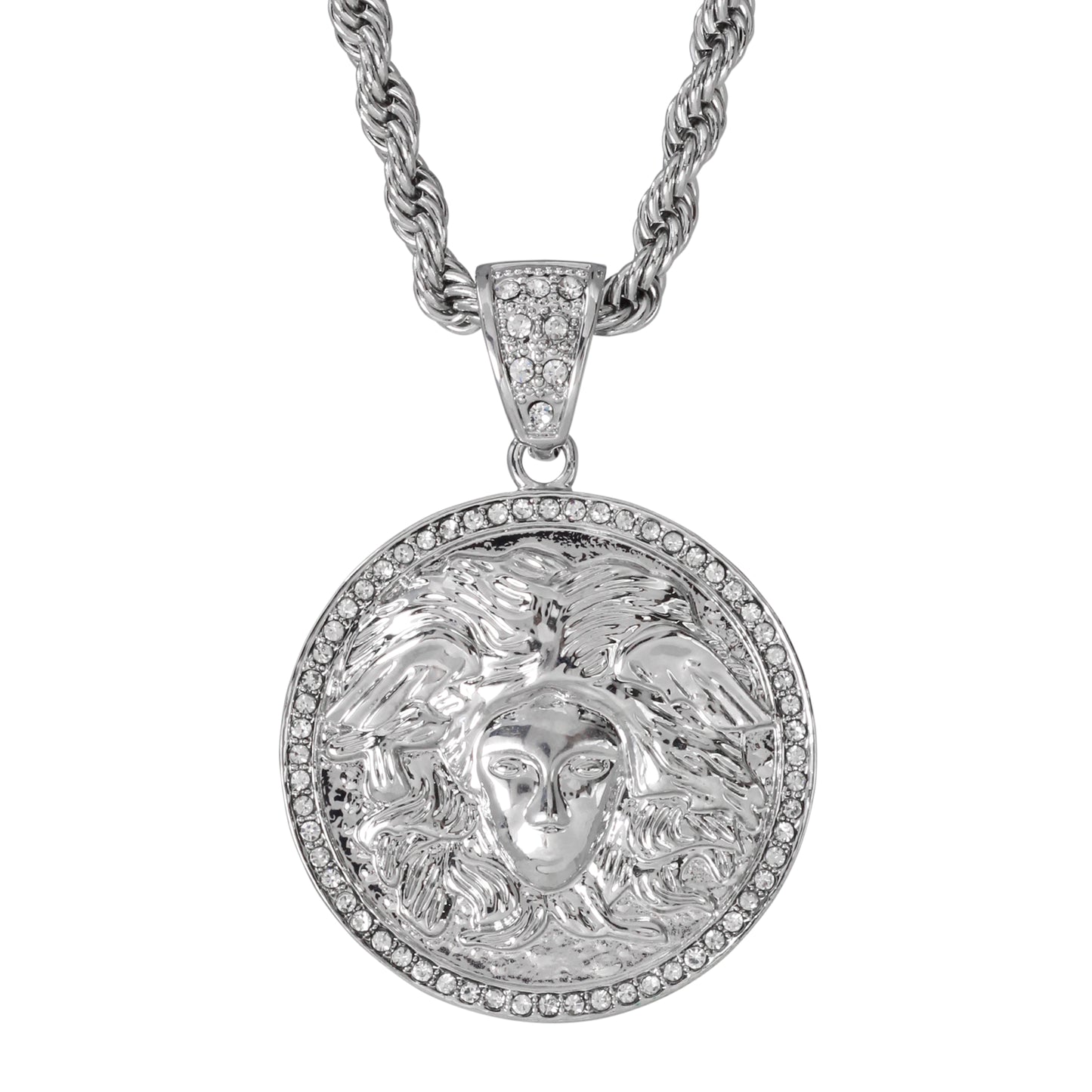 Iced Large Tag Pendant with 8mm Rope Chain 24" - HC-5035**