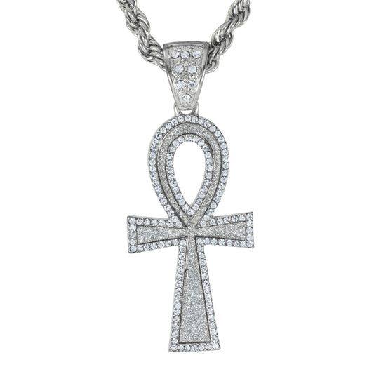 Iced Large Cross Pendant with 8mm Rope Chain 24" - HC-5060**