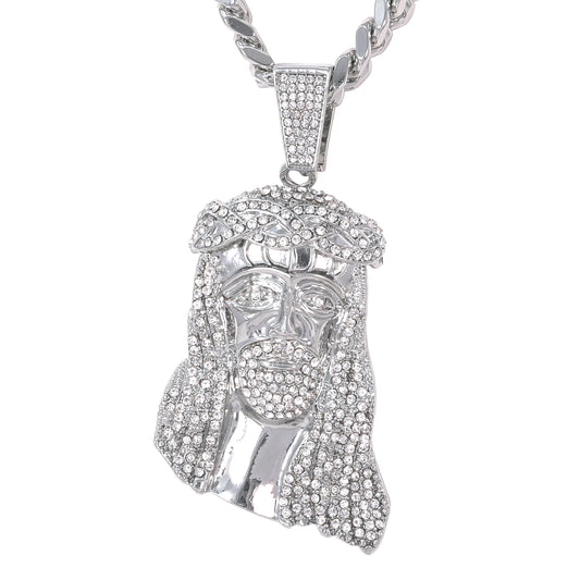 XL Iced Jesus Pendant with 9mm Solid Cuban Chain 30" - HC-6001