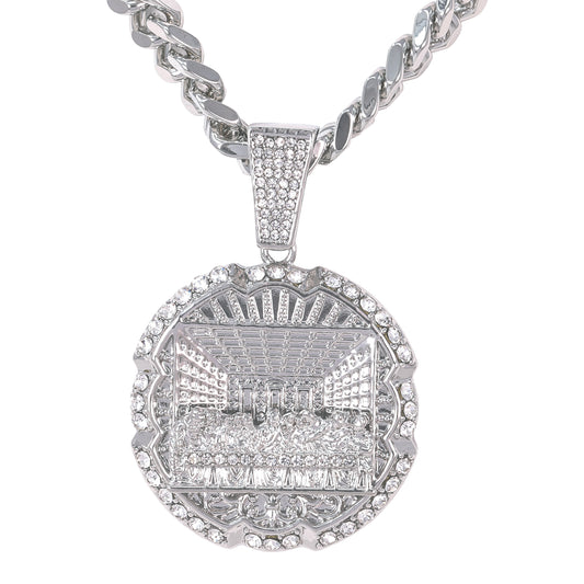 XL Iced Last-Supper Pendant with 9mm Solid Cuban Chain 30" - HC-6016