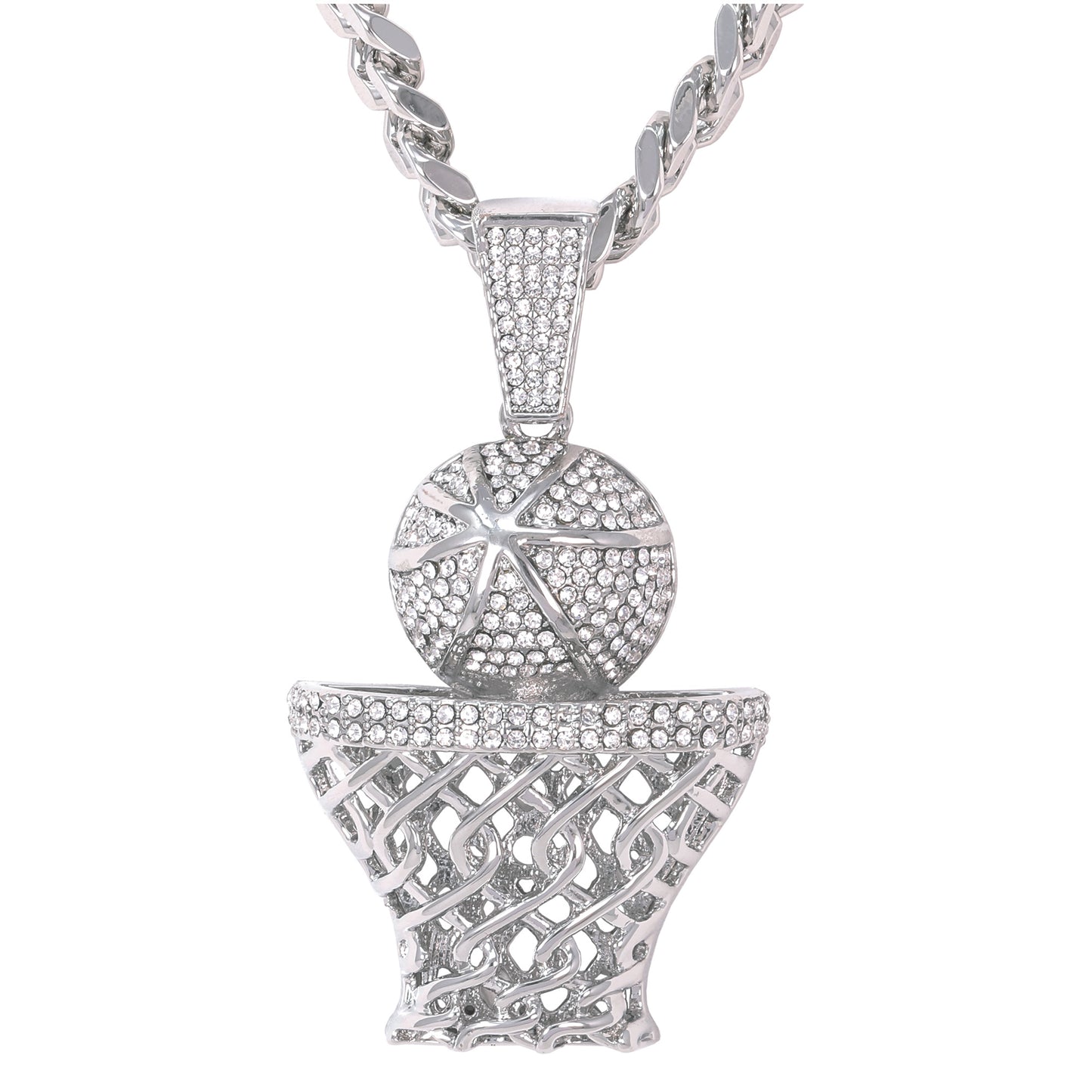 XL Iced Basketball Pendant with 9mm Solid Cuban Chain 30" - HC-6034
