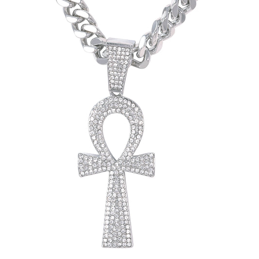 XL Iced Cross Pendant with 9mm Solid Cuban Chain 30" - HC-6042